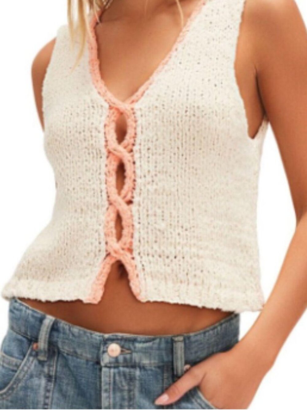 NWT Free People Sicily Sweater Shell. Ivory combo